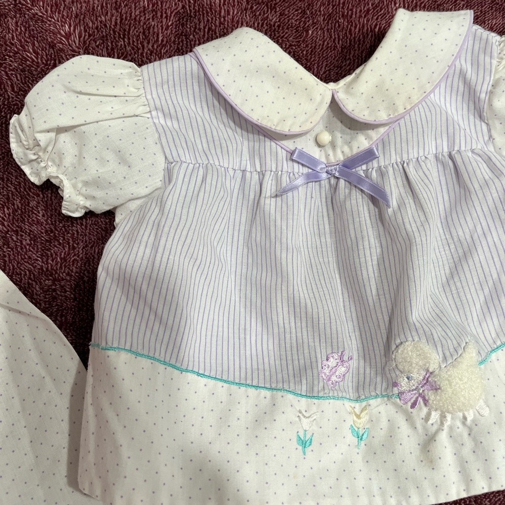 Vintage Baby Dress with Light Purple Dots